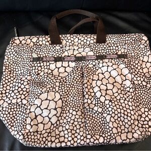 Lesportsac Brown and Cream Patterned Tote